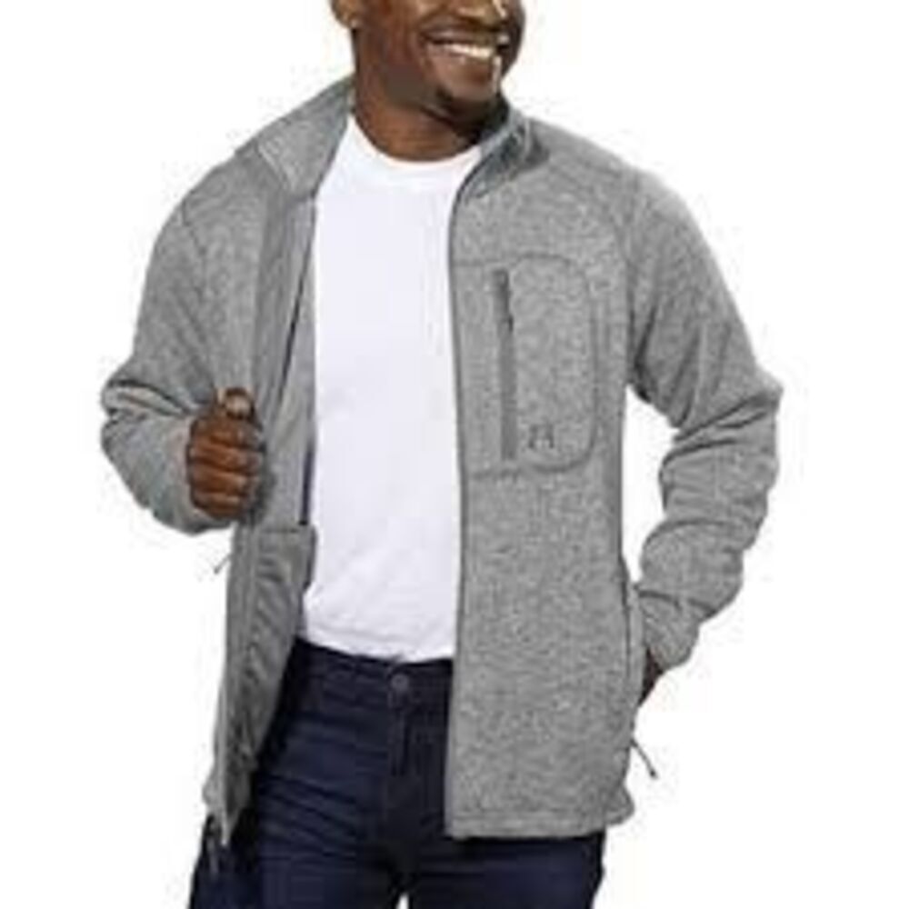 Avalanche Men's L Brighton Full Zip Sweater Jacket Heather Gray Outdoor Gorpcore